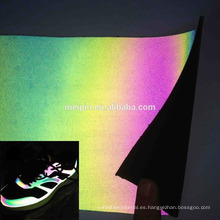 Cuero sintético iridiscente reflectante para zapatos